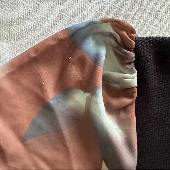 Rio & Rian Sweater Womens L Patterned Sleeve Pullover Keyhole Top Office Boho - Picture 8 of 10